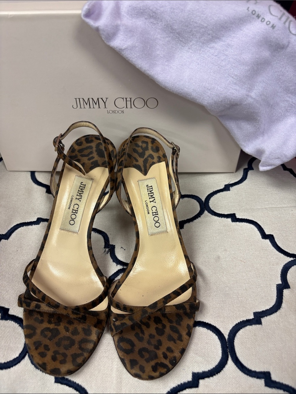 Jimmy Choo Leopard Print Open-Toe Slingback Heels